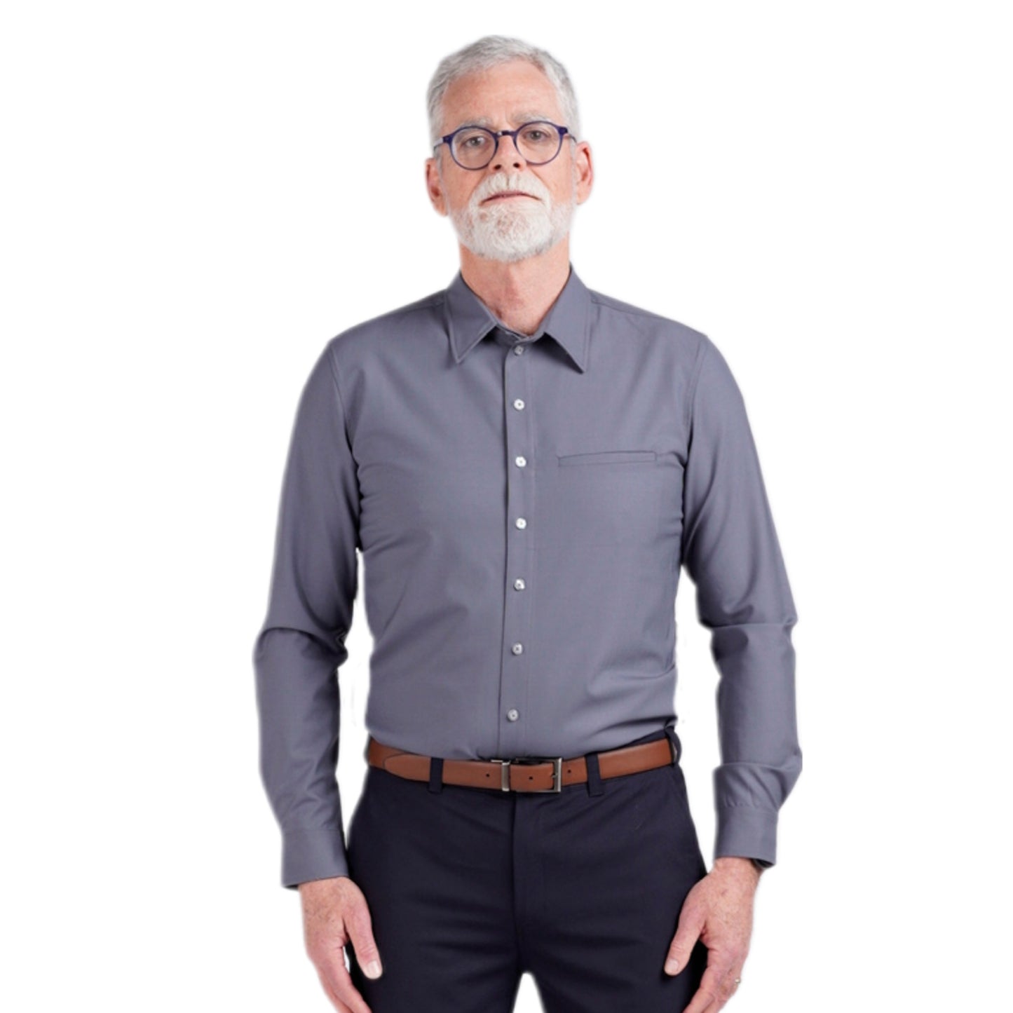 Modular Collar Shirt - Merino Wool - Cool Gray/Ice/Blue
