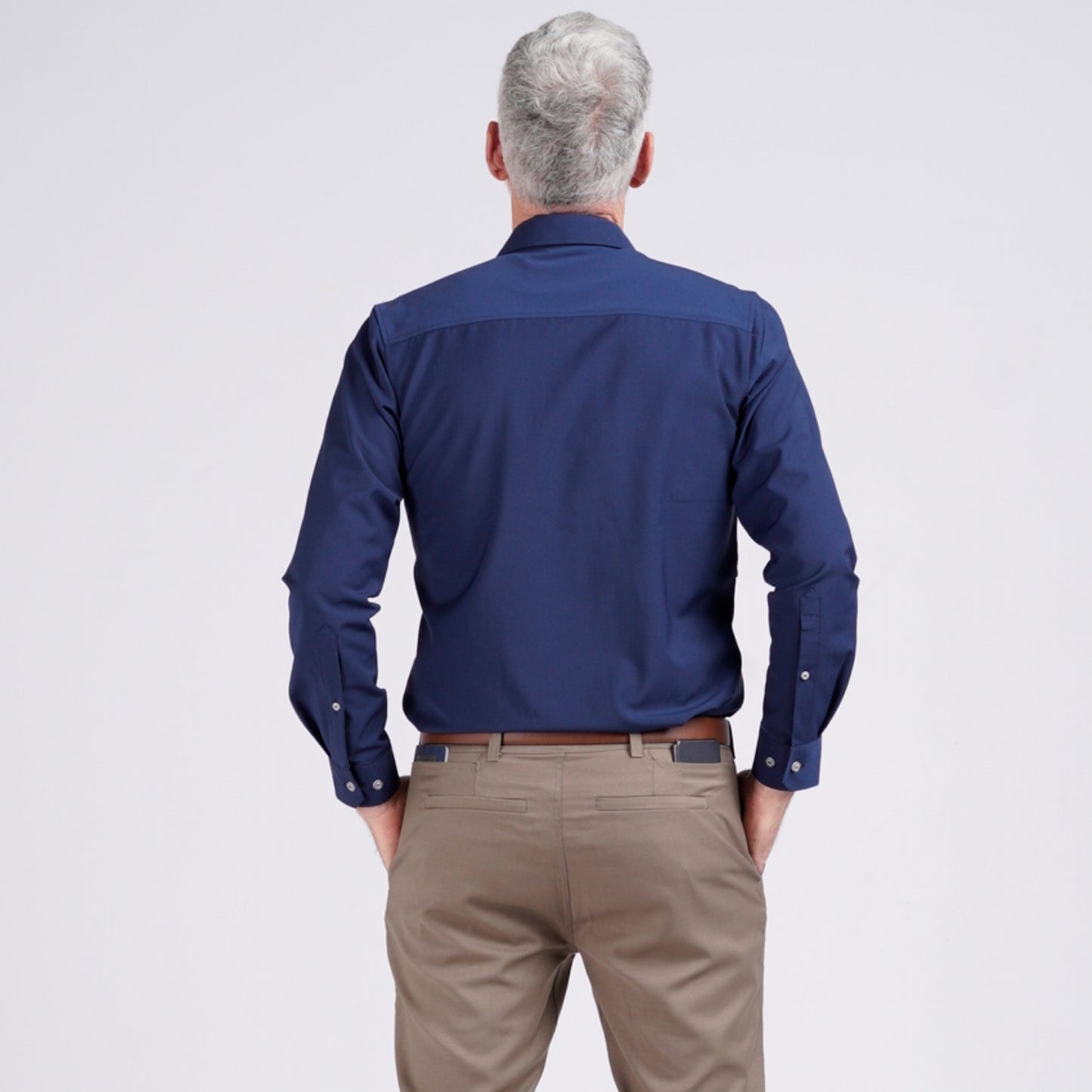 Modular Collar Shirt - Merino Wool - Cool Gray/Ice/Blue