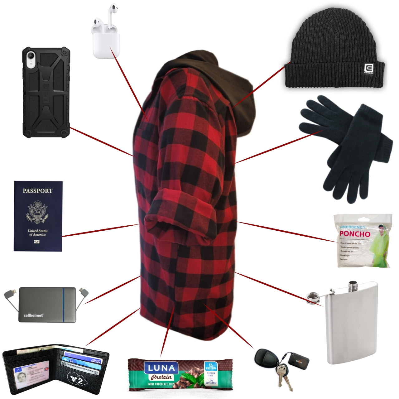 Voyager - Merino Wool Plaid Shirt (Detachable Hood)