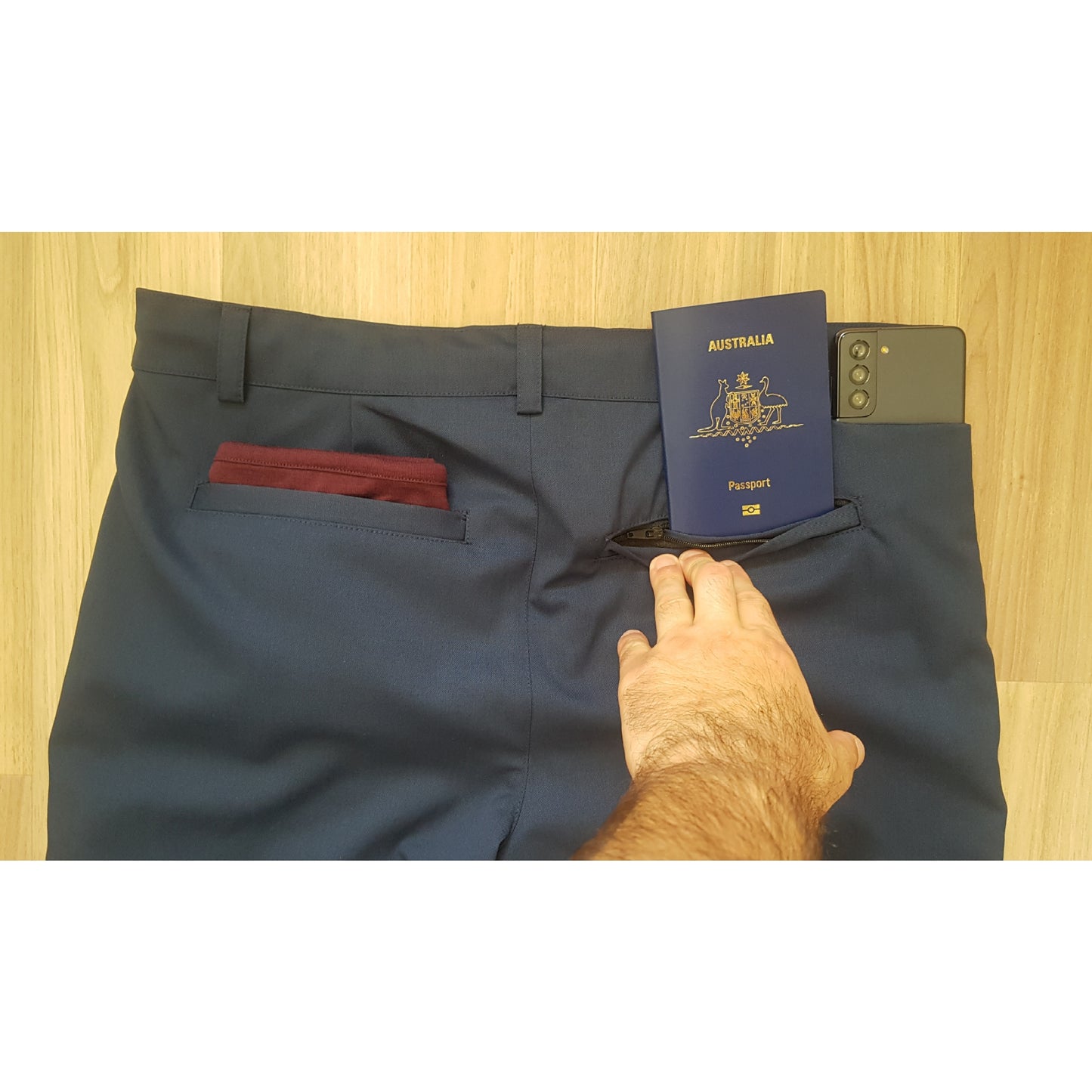 Merino Wool Chino in Blue/Grey/Black