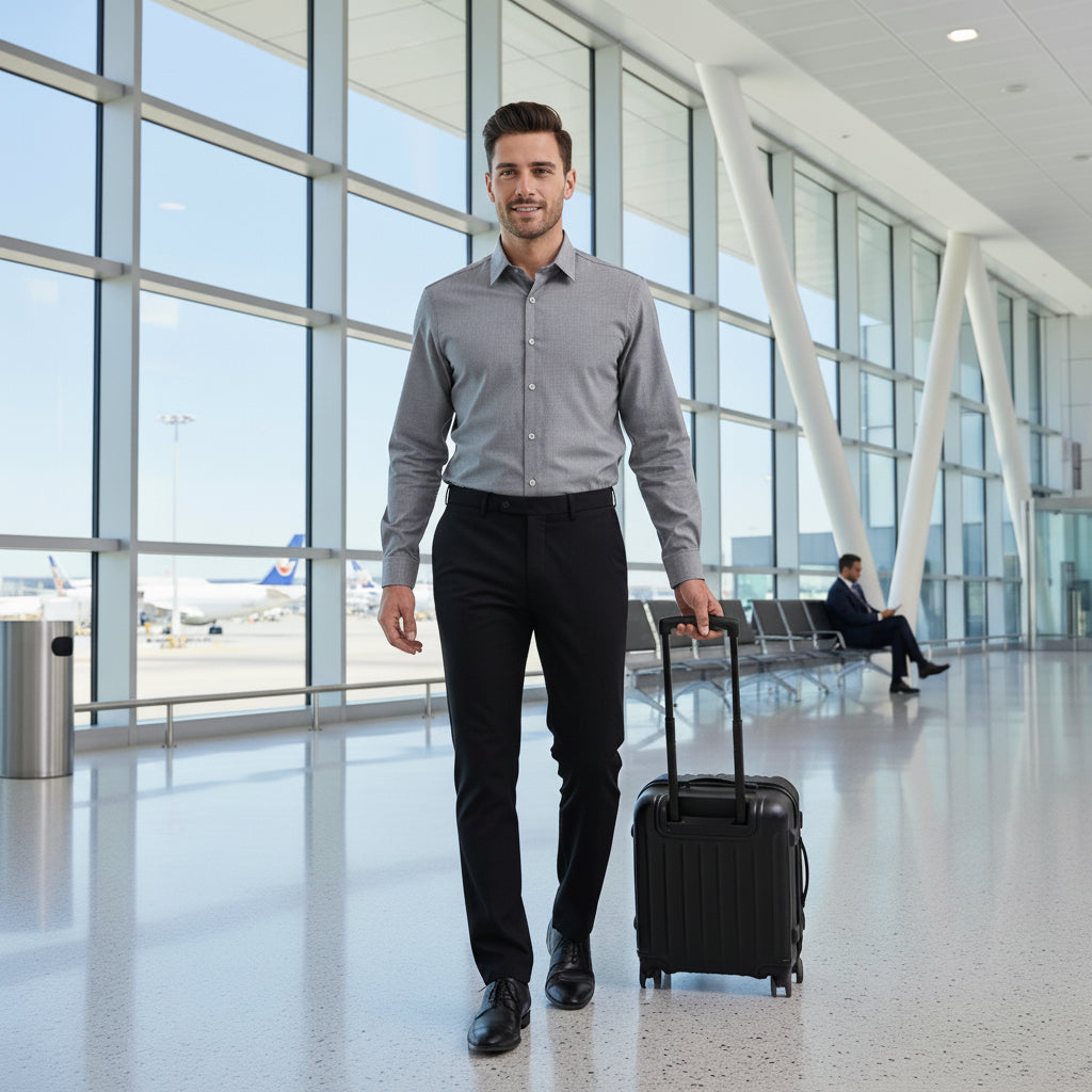 Jet-set Merino Wool Long sleeve button-up shirt - light grey